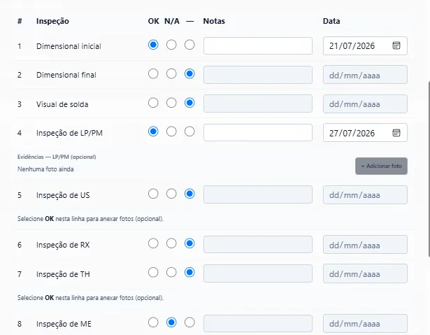 SysFactory: Checklist de inspeções